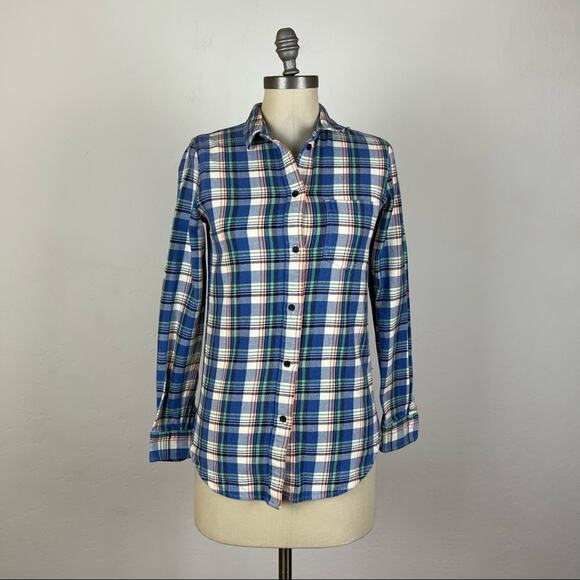 Madewell Plaid Button Front Top XS Long Sleeve - Picture 1 of 7